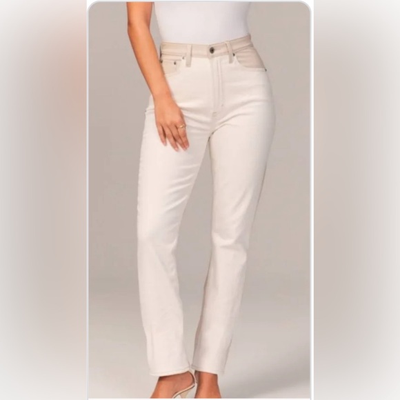 ♥︎A&F Mixed Fabric 90s The Slim Straight Ultra High Rise Curve Love 𝑺𝒊𝒛𝒆:33/16𝑹 - Picture 1 of 4